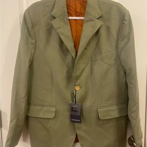 Naples Studio Suits Blazer Sz 42S NWT Olive Green Pure Wool Fine Tweed Lining